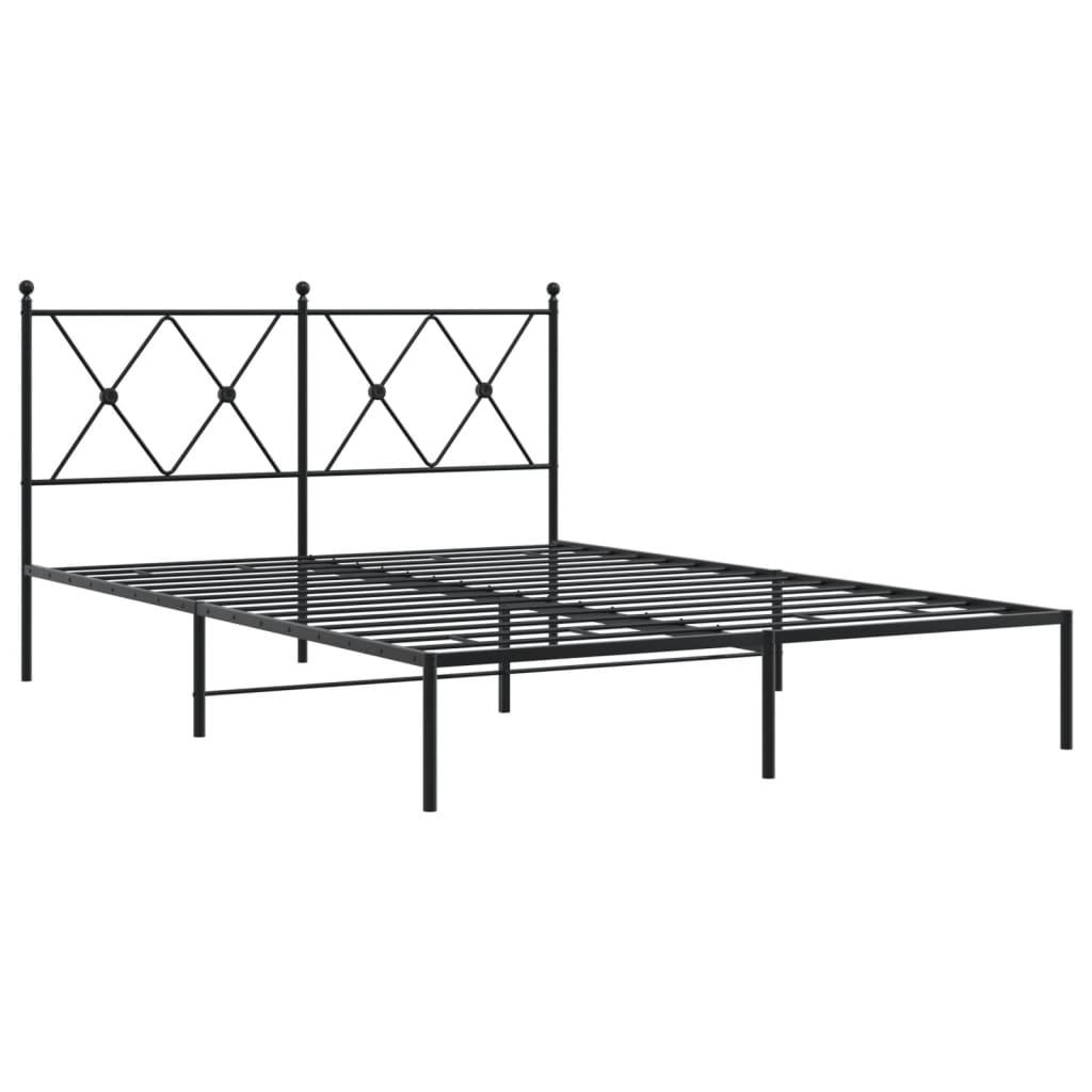 Bedframe met hoofdbord metaal zwart 135x190 cm is nu te koop bij PeponiXL, paradijselijk wonen!