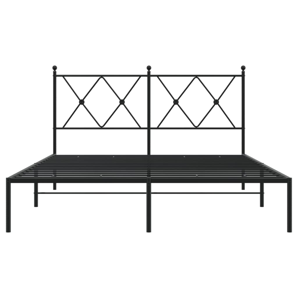 Bedframe met hoofdbord metaal zwart 135x190 cm is nu te koop bij PeponiXL, paradijselijk wonen!