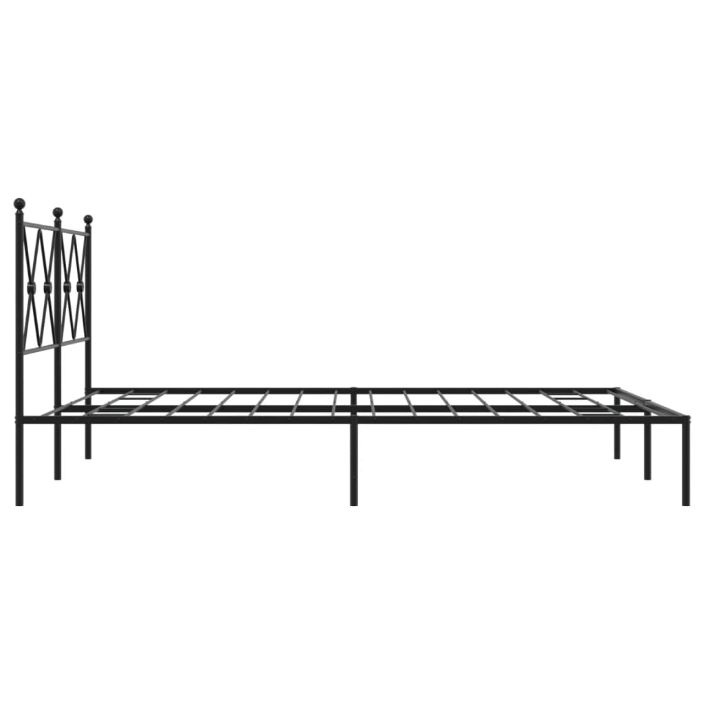Bedframe met hoofdbord metaal zwart 135x190 cm is nu te koop bij PeponiXL, paradijselijk wonen!