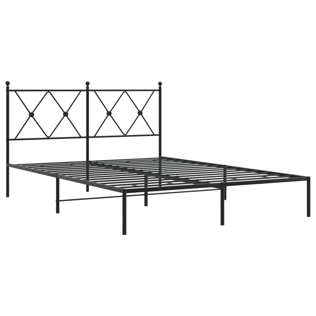 Bedframe met hoofdbord metaal zwart 140x190 cm is nu te koop bij PeponiXL, paradijselijk wonen!
