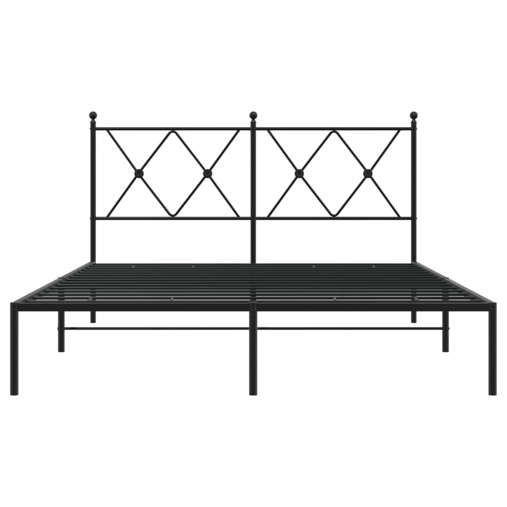 Bedframe met hoofdbord metaal zwart 140x190 cm is nu te koop bij PeponiXL, paradijselijk wonen!