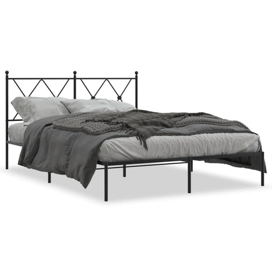 Bedframe met hoofdbord metaal zwart 140x190 cm is nu te koop bij PeponiXL, paradijselijk wonen!