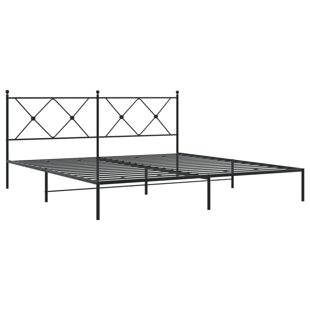 Bedframe met hoofdbord metaal zwart 183x213 cm is nu te koop bij PeponiXL, paradijselijk wonen!