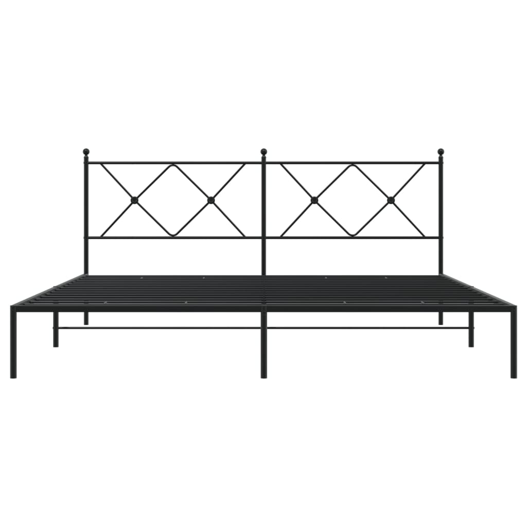 Bedframe met hoofdbord metaal zwart 183x213 cm is nu te koop bij PeponiXL, paradijselijk wonen!