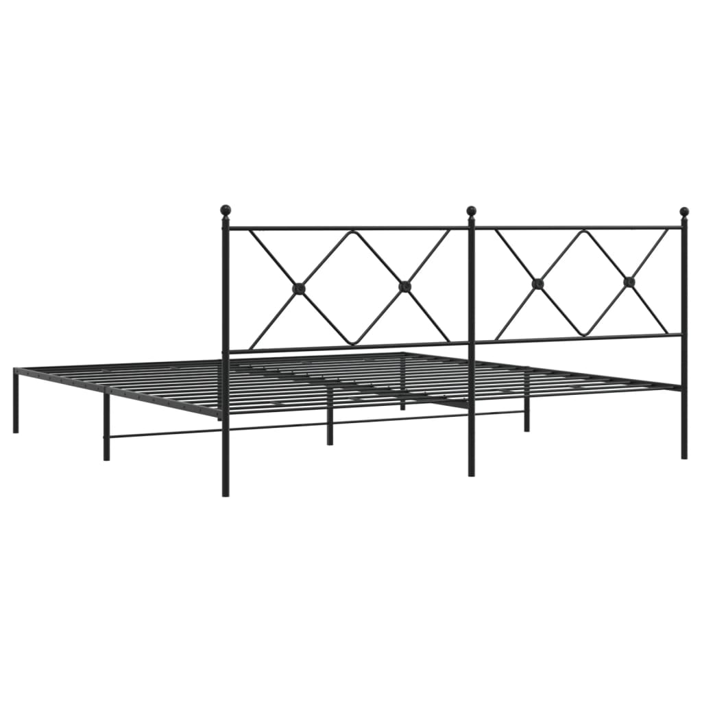 Bedframe met hoofdbord metaal zwart 183x213 cm is nu te koop bij PeponiXL, paradijselijk wonen!