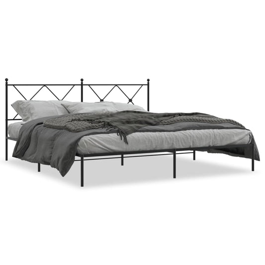 Bedframe met hoofdbord metaal zwart 183x213 cm is nu te koop bij PeponiXL, paradijselijk wonen!