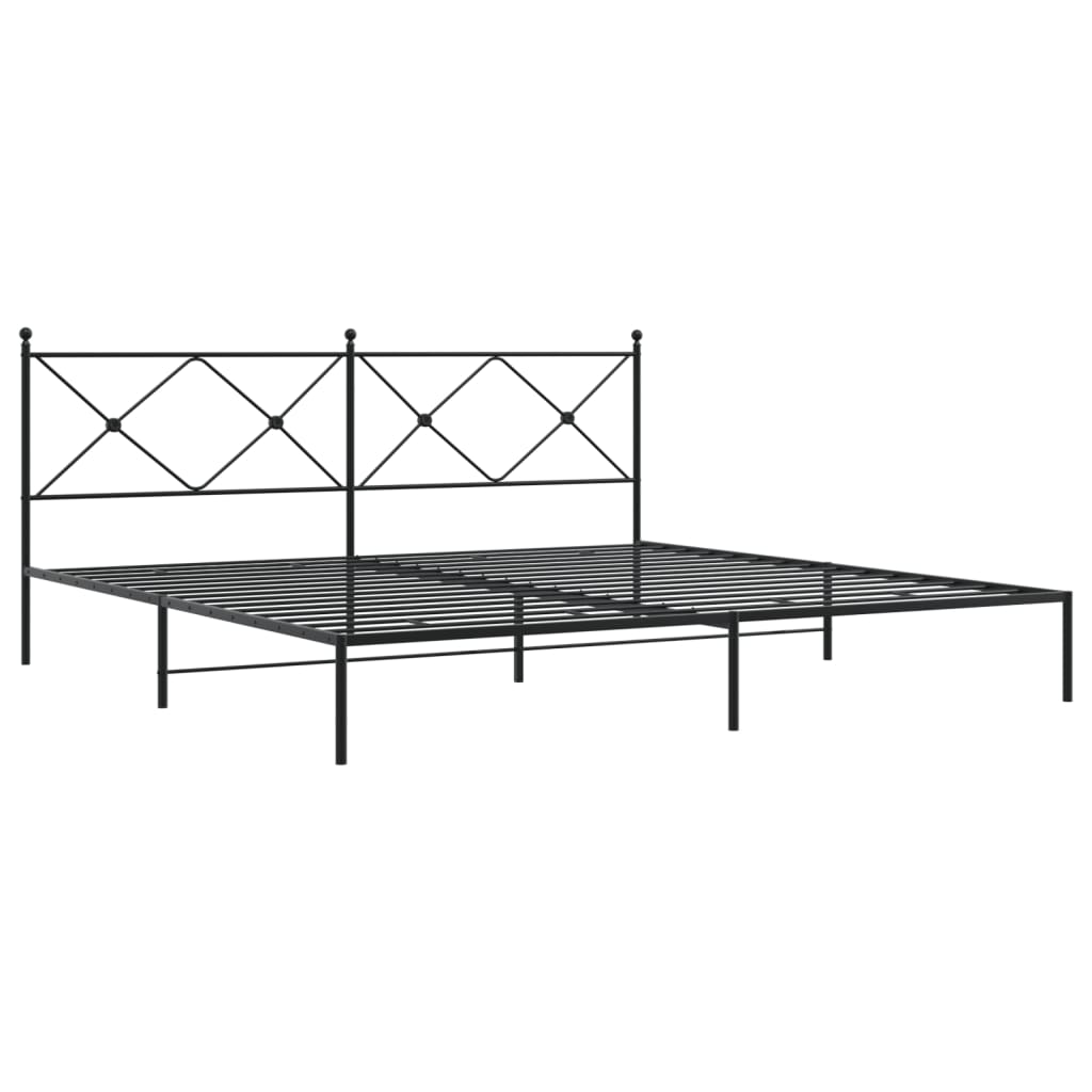 Bedframe met hoofdbord metaal zwart 193x203 cm is nu te koop bij PeponiXL, paradijselijk wonen!