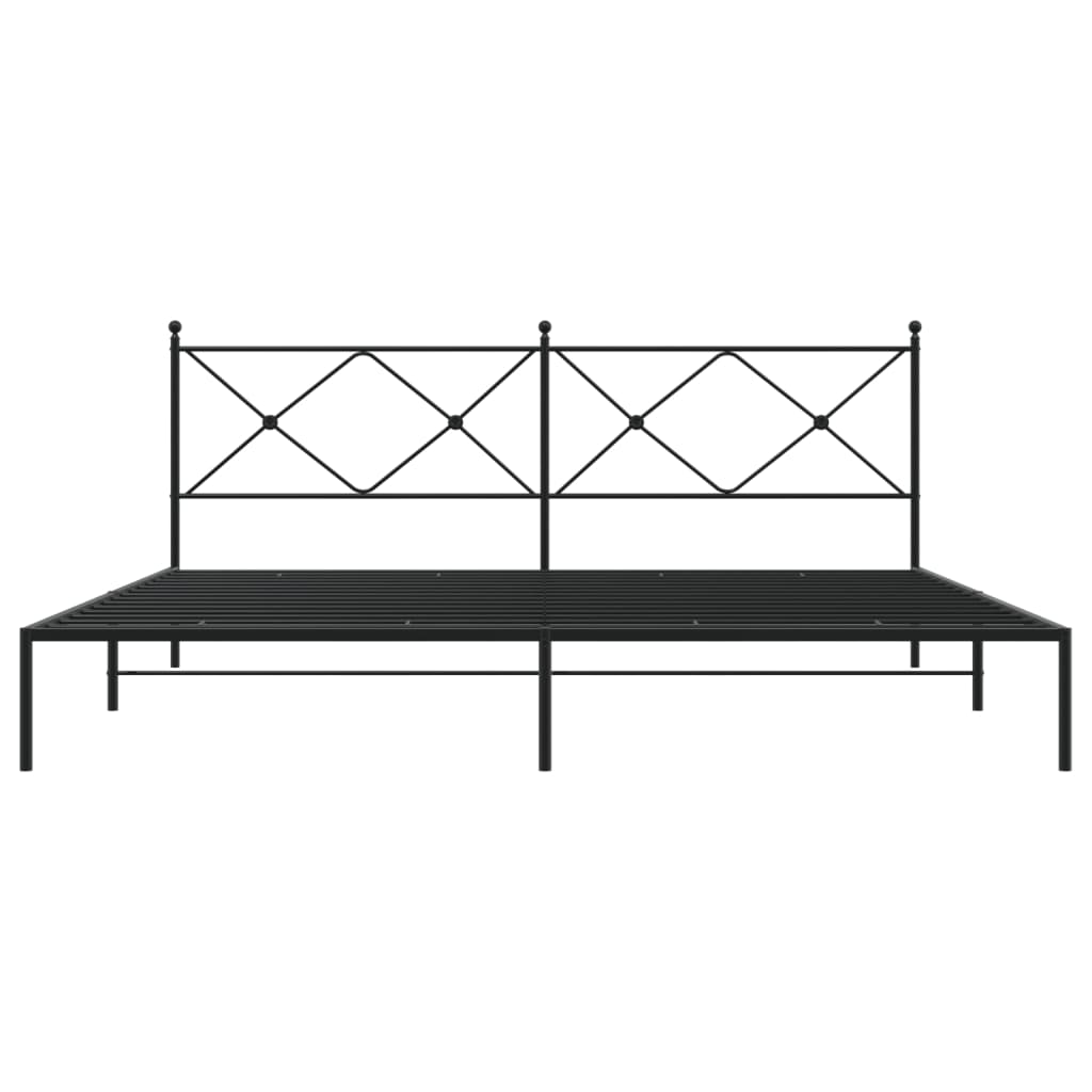 Bedframe met hoofdbord metaal zwart 193x203 cm is nu te koop bij PeponiXL, paradijselijk wonen!