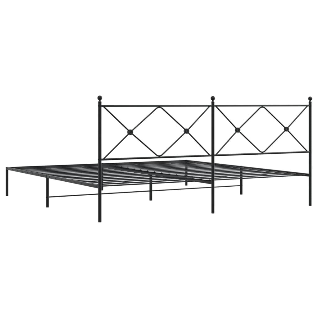 Bedframe met hoofdbord metaal zwart 193x203 cm is nu te koop bij PeponiXL, paradijselijk wonen!