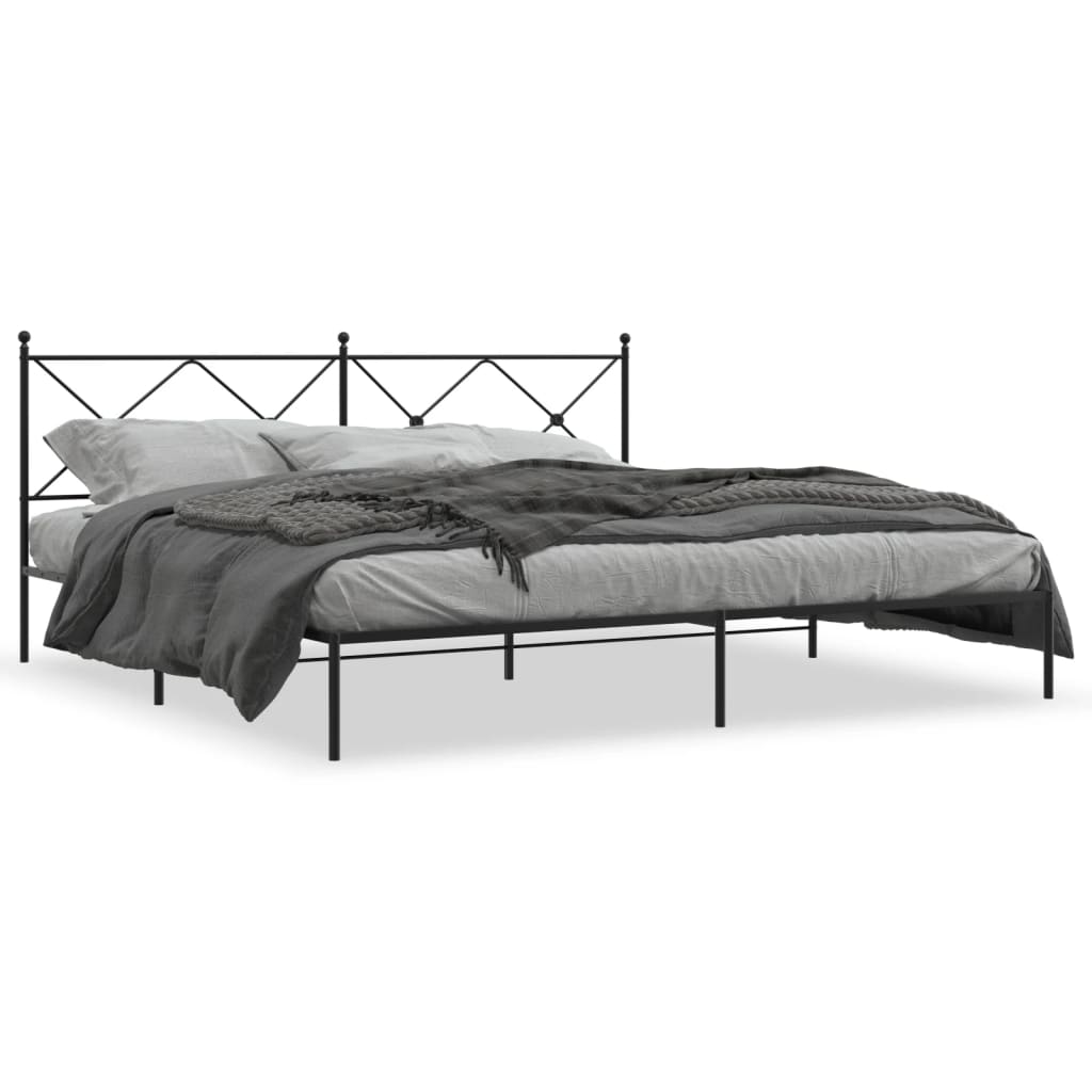 Bedframe met hoofdbord metaal zwart 193x203 cm is nu te koop bij PeponiXL, paradijselijk wonen!