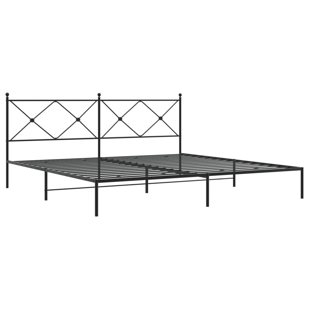 Bedframe met hoofdbord metaal zwart 200x200 cm is nu te koop bij PeponiXL, paradijselijk wonen!