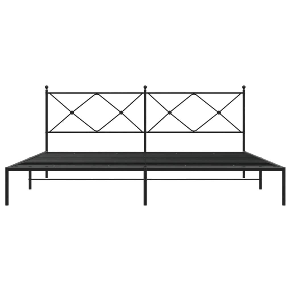 Bedframe met hoofdbord metaal zwart 200x200 cm is nu te koop bij PeponiXL, paradijselijk wonen!