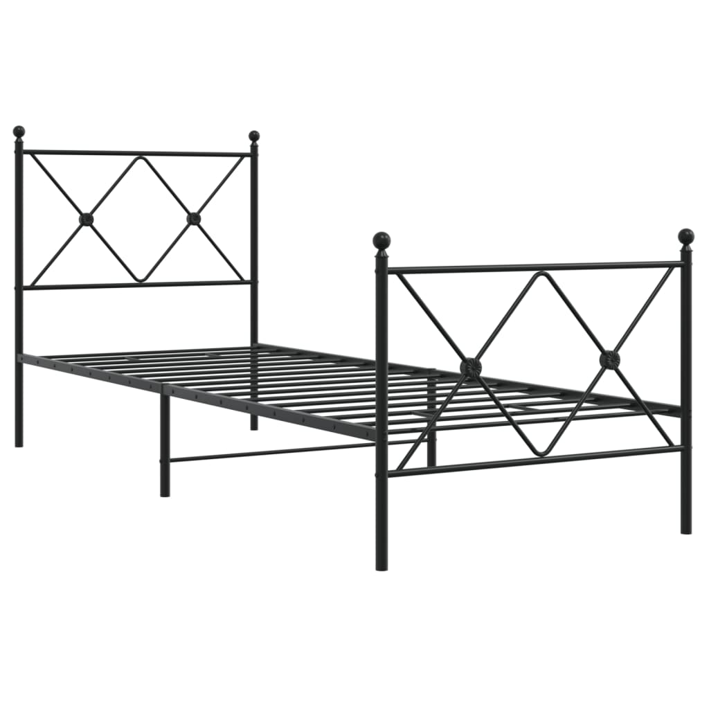 Bedframe met hoofd- en voeteneinde metaal zwart 75x190 cm is nu te koop bij PeponiXL, paradijselijk wonen!