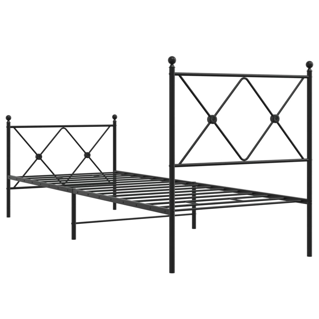 Bedframe met hoofd- en voeteneinde metaal zwart 75x190 cm is nu te koop bij PeponiXL, paradijselijk wonen!