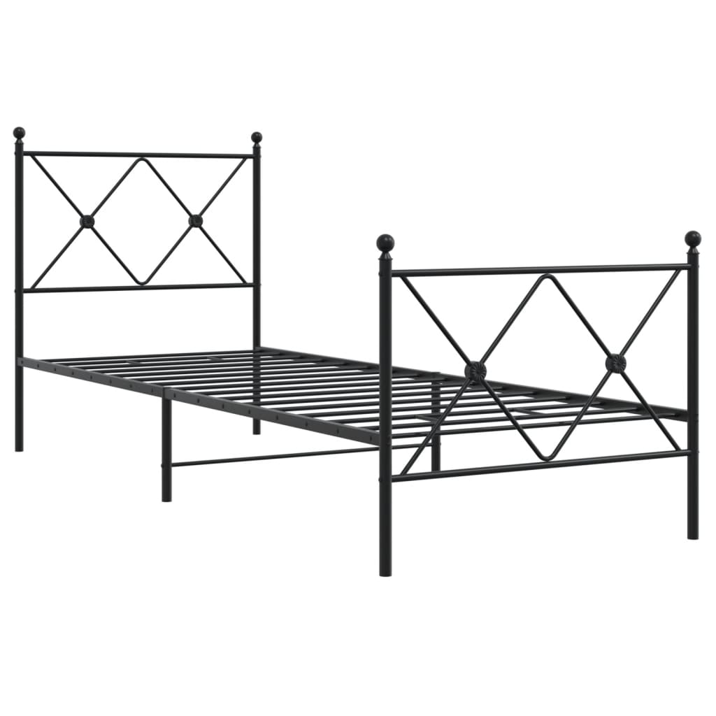 Bedframe met hoofd- en voeteneinde metaal zwart 80x200 cm is nu te koop bij PeponiXL, paradijselijk wonen!