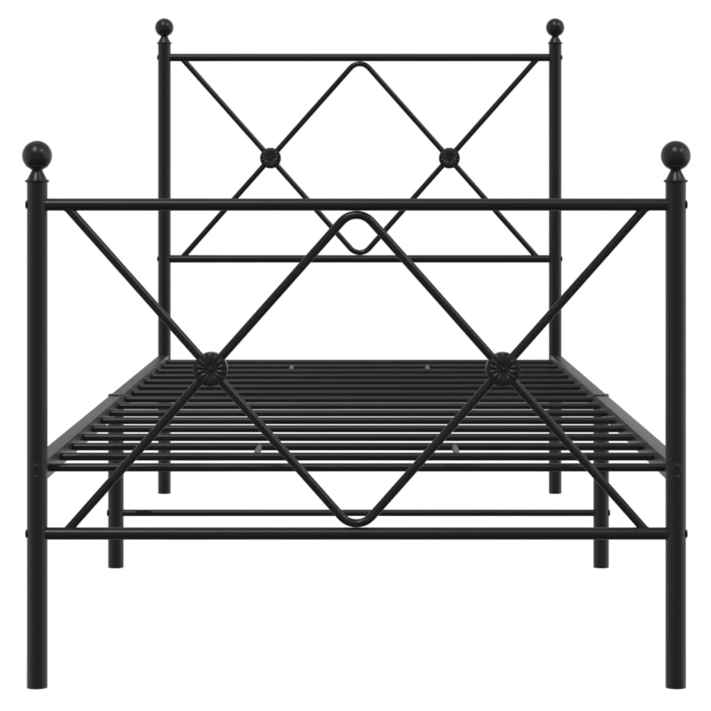 Bedframe met hoofd- en voeteneinde metaal zwart 80x200 cm is nu te koop bij PeponiXL, paradijselijk wonen!