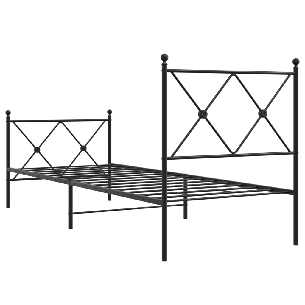 Bedframe met hoofd- en voeteneinde metaal zwart 80x200 cm is nu te koop bij PeponiXL, paradijselijk wonen!