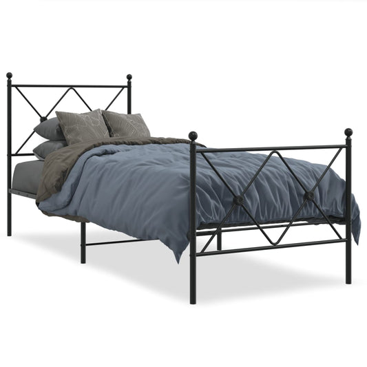 Bedframe met hoofd- en voeteneinde metaal zwart 80x200 cm is nu te koop bij PeponiXL, paradijselijk wonen!