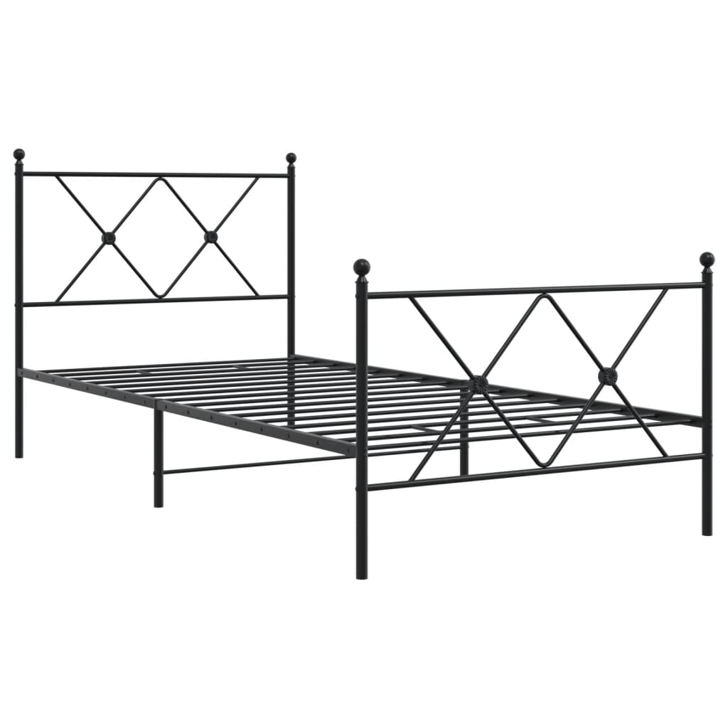 Bedframe met hoofd- en voeteneinde metaal zwart 90x190 cm is nu te koop bij PeponiXL, paradijselijk wonen!