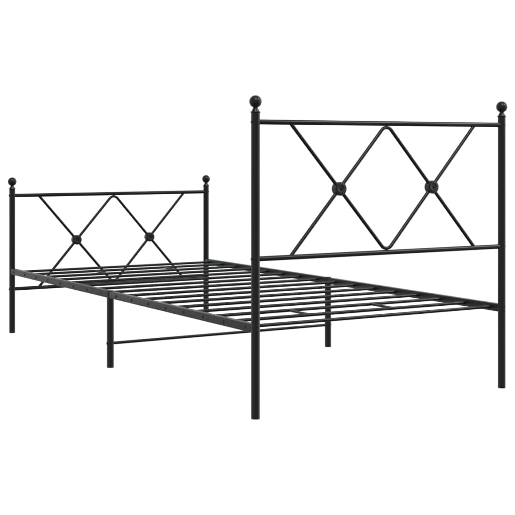 Bedframe met hoofd- en voeteneinde metaal zwart 90x190 cm is nu te koop bij PeponiXL, paradijselijk wonen!