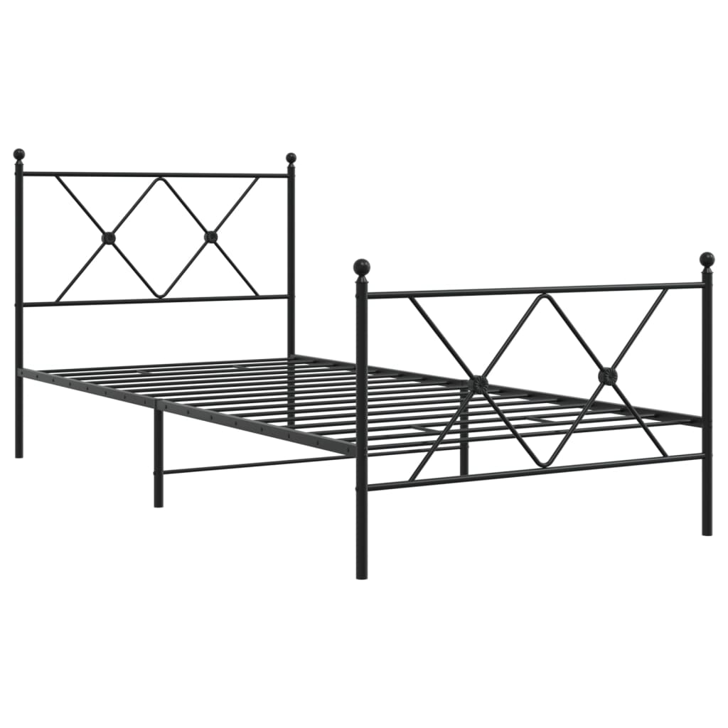 Bedframe met hoofd- en voeteneinde metaal zwart 90x200 cm is nu te koop bij PeponiXL, paradijselijk wonen!