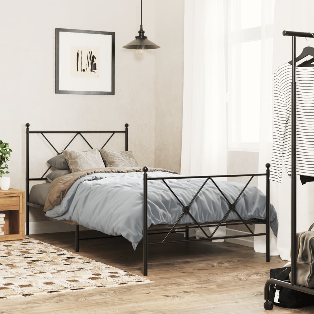 Bedframe met hoofd- en voeteneinde metaal zwart 90x200 cm is nu te koop bij PeponiXL, paradijselijk wonen!