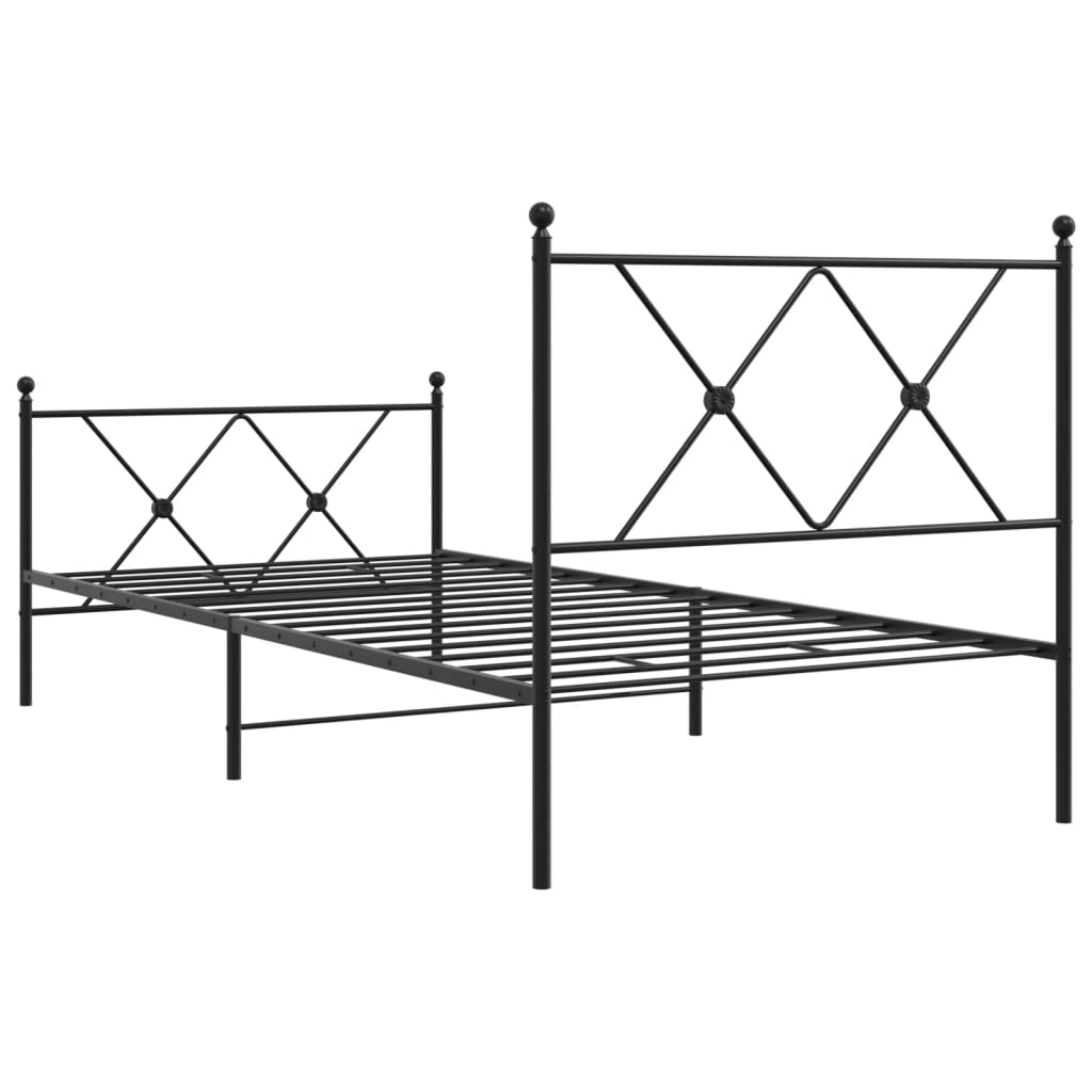Bedframe met hoofd- en voeteneinde metaal zwart 90x200 cm is nu te koop bij PeponiXL, paradijselijk wonen!