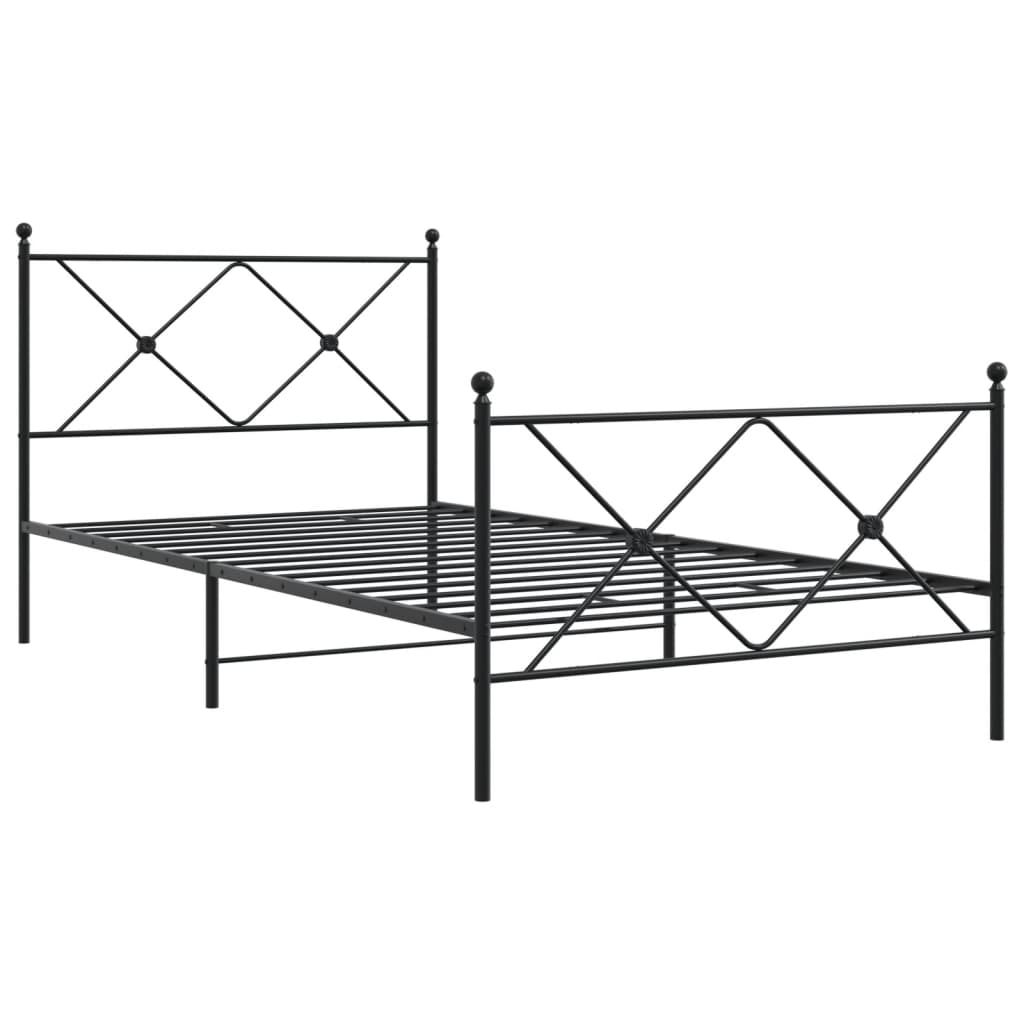 Bedframe met hoofd- en voeteneinde metaal zwart 107x203 cm is nu te koop bij PeponiXL, paradijselijk wonen!