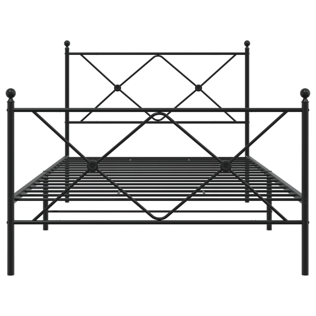 Bedframe met hoofd- en voeteneinde metaal zwart 107x203 cm is nu te koop bij PeponiXL, paradijselijk wonen!
