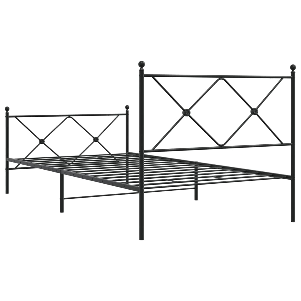 Bedframe met hoofd- en voeteneinde metaal zwart 107x203 cm is nu te koop bij PeponiXL, paradijselijk wonen!