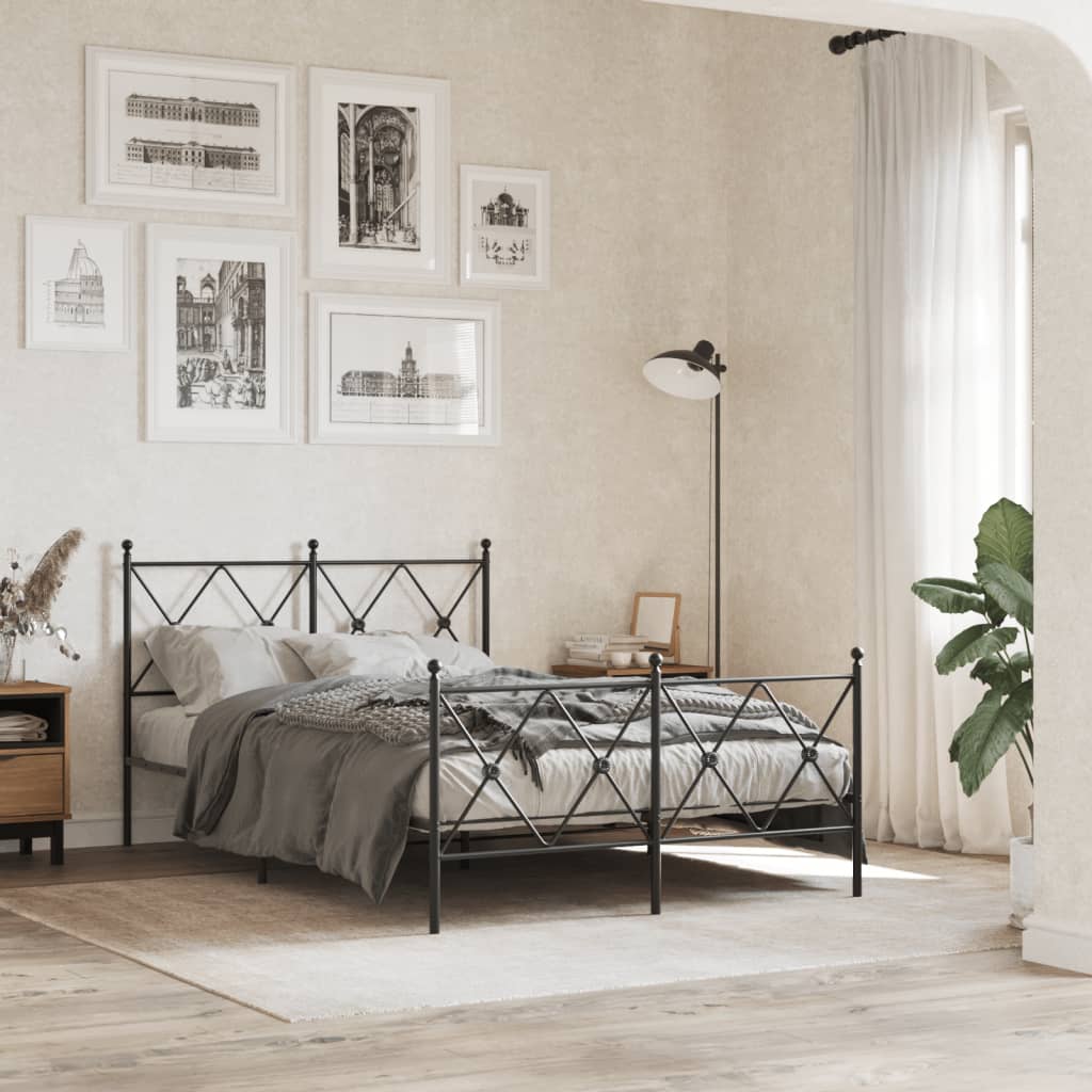 Bedframe met hoofd- en voeteneinde metaal zwart 120x190 cm is nu te koop bij PeponiXL, paradijselijk wonen!