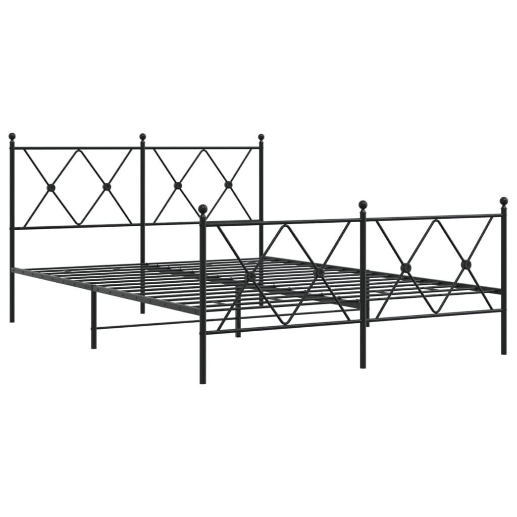 Bedframe met hoofd- en voeteneinde metaal zwart 137x190 cm is nu te koop bij PeponiXL, paradijselijk wonen!