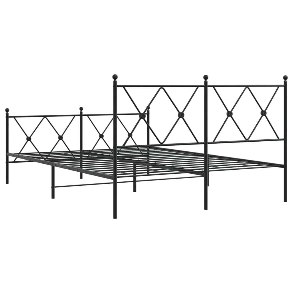 Bedframe met hoofd- en voeteneinde metaal zwart 137x190 cm is nu te koop bij PeponiXL, paradijselijk wonen!