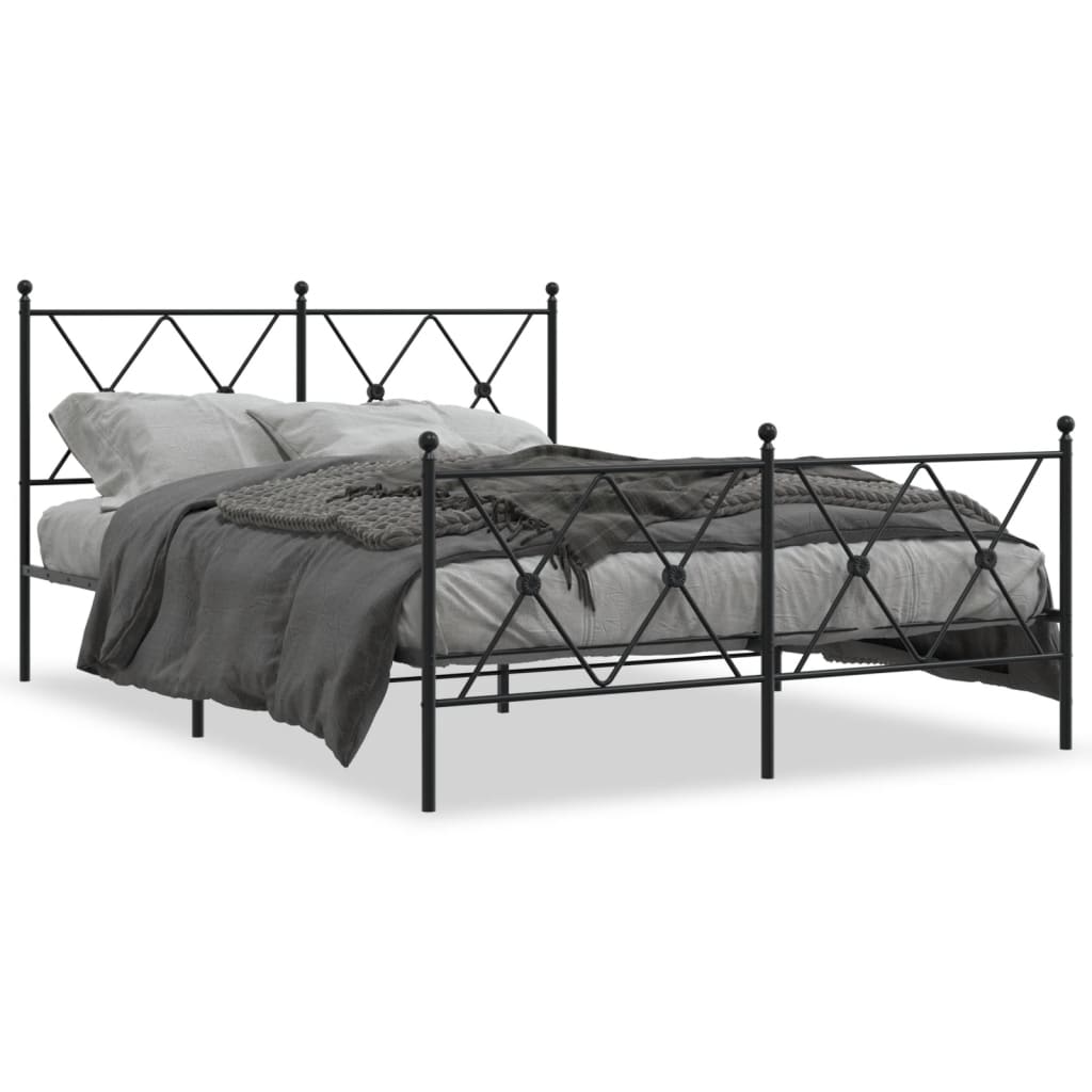 Bedframe met hoofd- en voeteneinde metaal zwart 137x190 cm is nu te koop bij PeponiXL, paradijselijk wonen!