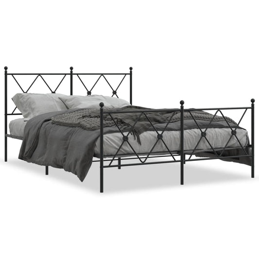 Bedframe met hoofd- en voeteneinde metaal zwart 137x190 cm is nu te koop bij PeponiXL, paradijselijk wonen!