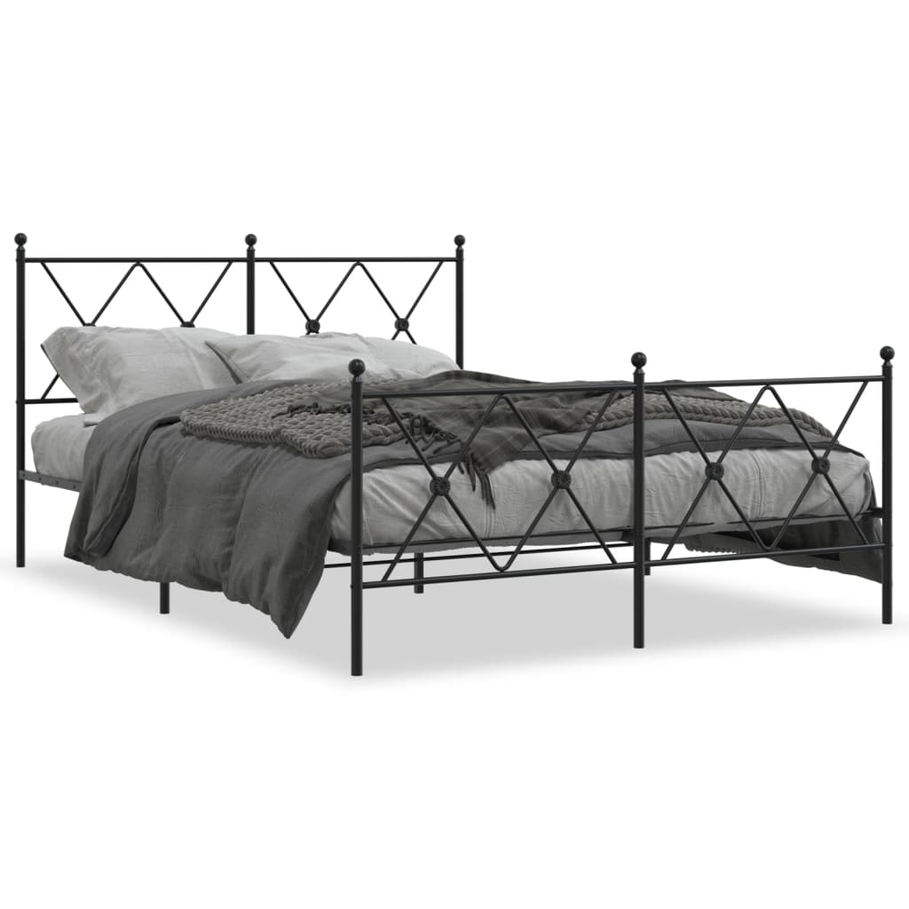 Bedframe met hoofd- en voeteneinde metaal zwart 140x190 cm is nu te koop bij PeponiXL, paradijselijk wonen!