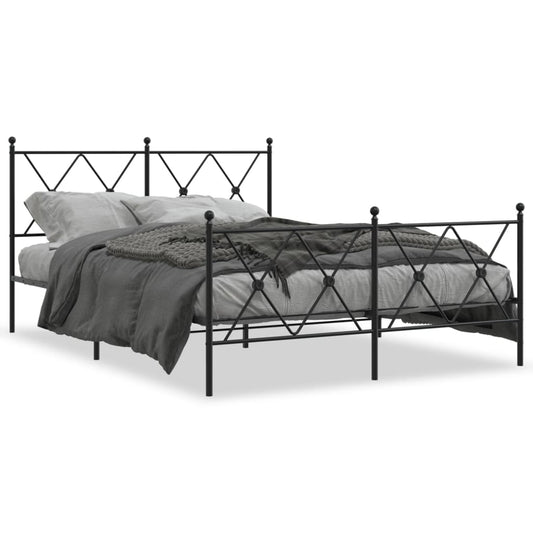 Bedframe met hoofd- en voeteneinde metaal zwart 140x190 cm is nu te koop bij PeponiXL, paradijselijk wonen!