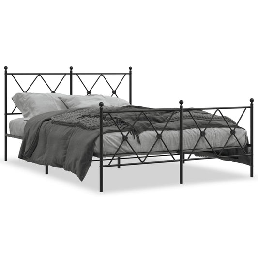 Bedframe met hoofd- en voeteneinde metaal zwart 140x200 cm is nu te koop bij PeponiXL, paradijselijk wonen!