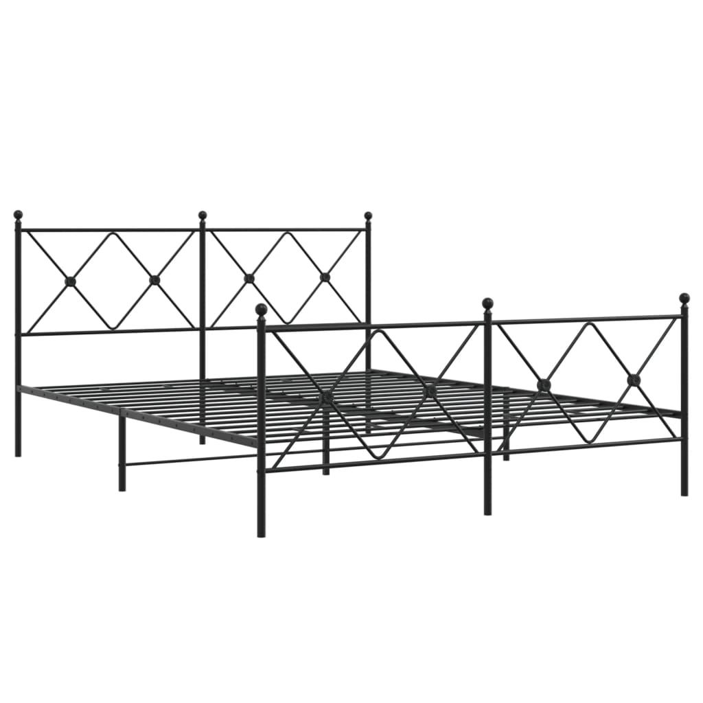 Bedframe met hoofd- en voeteneinde metaal zwart 150x200 cm is nu te koop bij PeponiXL, paradijselijk wonen!
