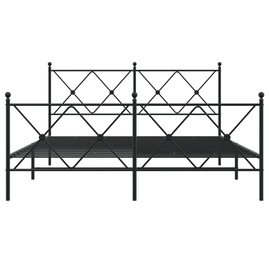 Bedframe met hoofd- en voeteneinde metaal zwart 150x200 cm is nu te koop bij PeponiXL, paradijselijk wonen!