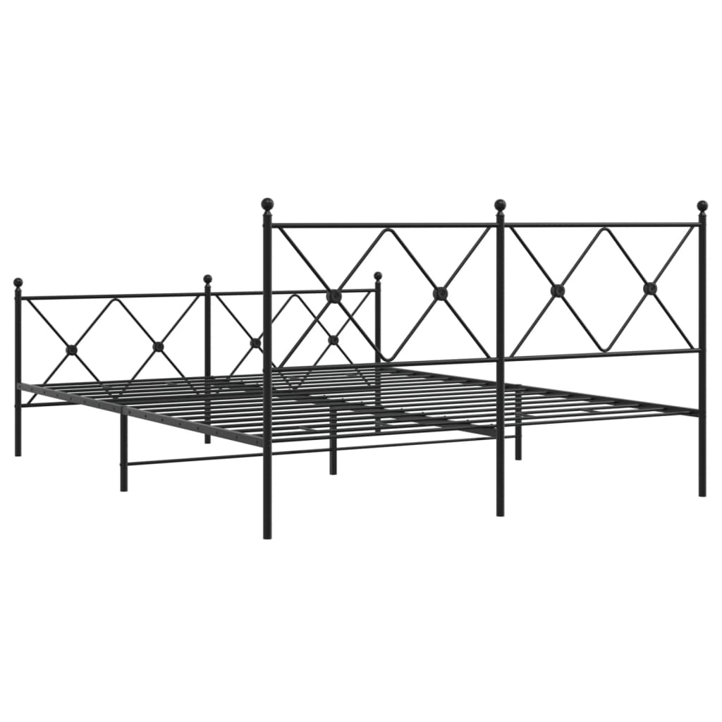 Bedframe met hoofd- en voeteneinde metaal zwart 150x200 cm is nu te koop bij PeponiXL, paradijselijk wonen!