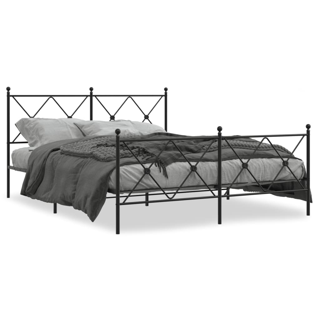 Bedframe met hoofd- en voeteneinde metaal zwart 150x200 cm is nu te koop bij PeponiXL, paradijselijk wonen!