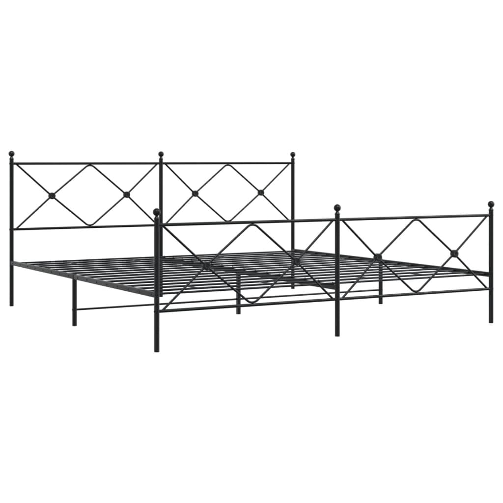 Bedframe met hoofd- en voeteneinde metaal zwart 193x203 cm is nu te koop bij PeponiXL, paradijselijk wonen!