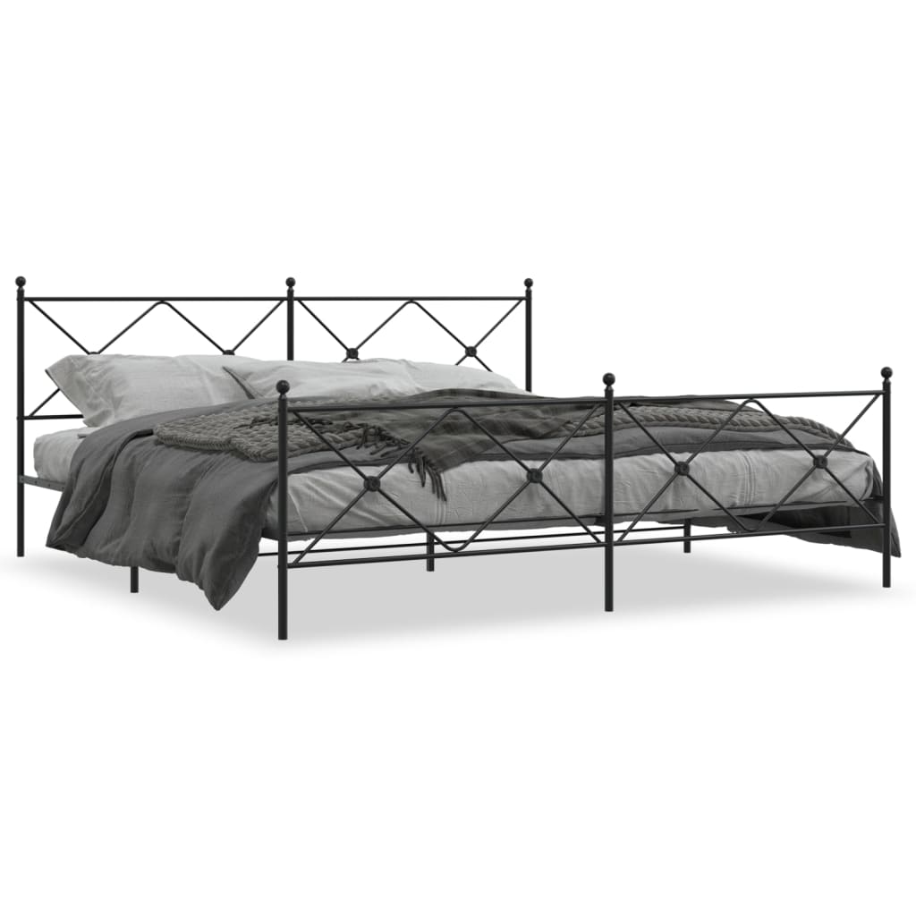 Bedframe met hoofd- en voeteneinde metaal zwart 193x203 cm is nu te koop bij PeponiXL, paradijselijk wonen!