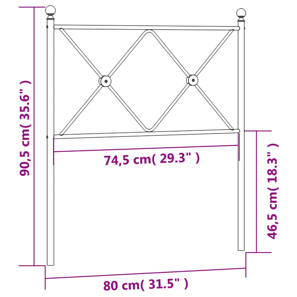 Vervangend hoofdbord 75 cm metaal zwart is nu te koop bij PeponiXL, paradijselijk wonen!
