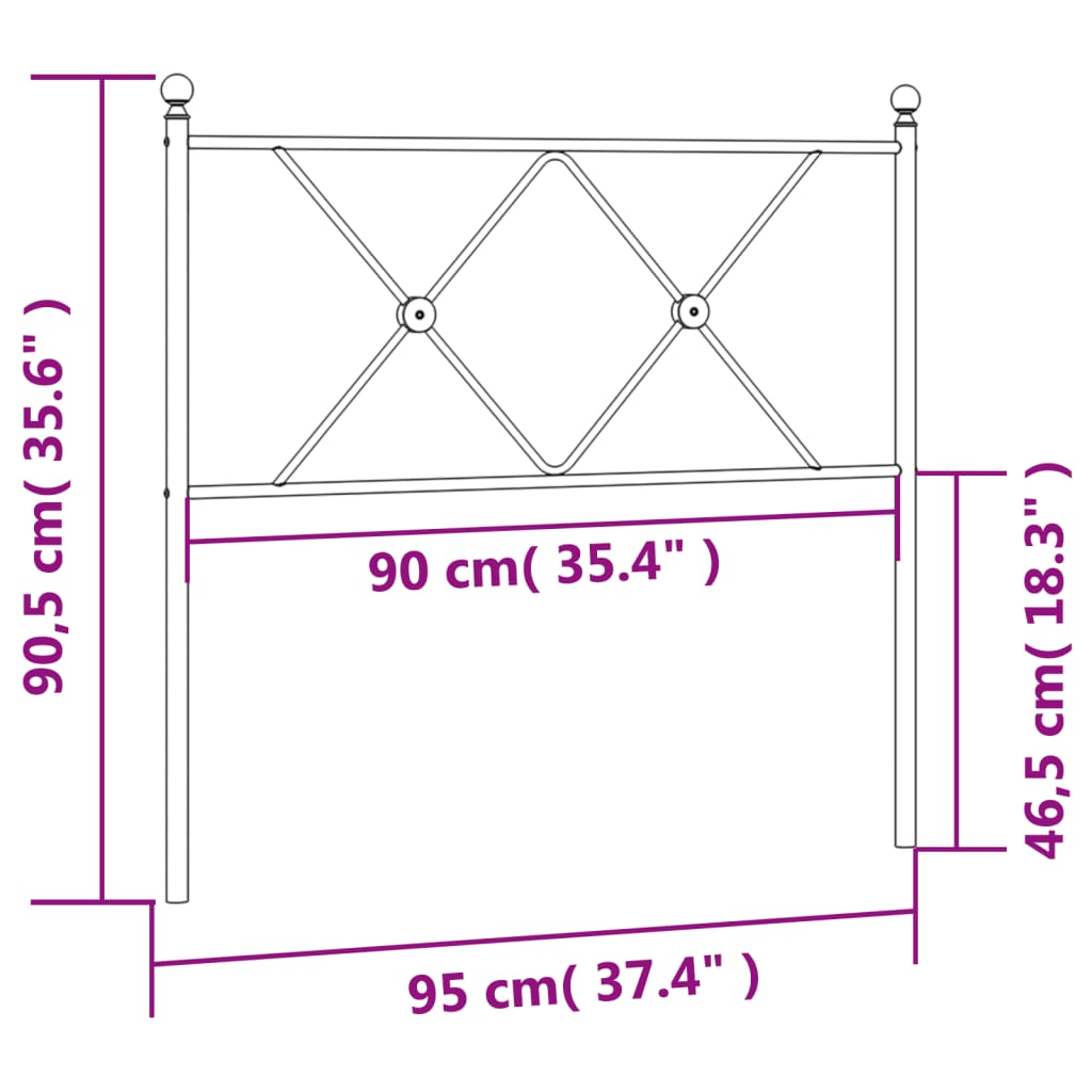 Vervangend hoofdbord 90 cm metaal zwart is nu te koop bij PeponiXL, paradijselijk wonen!