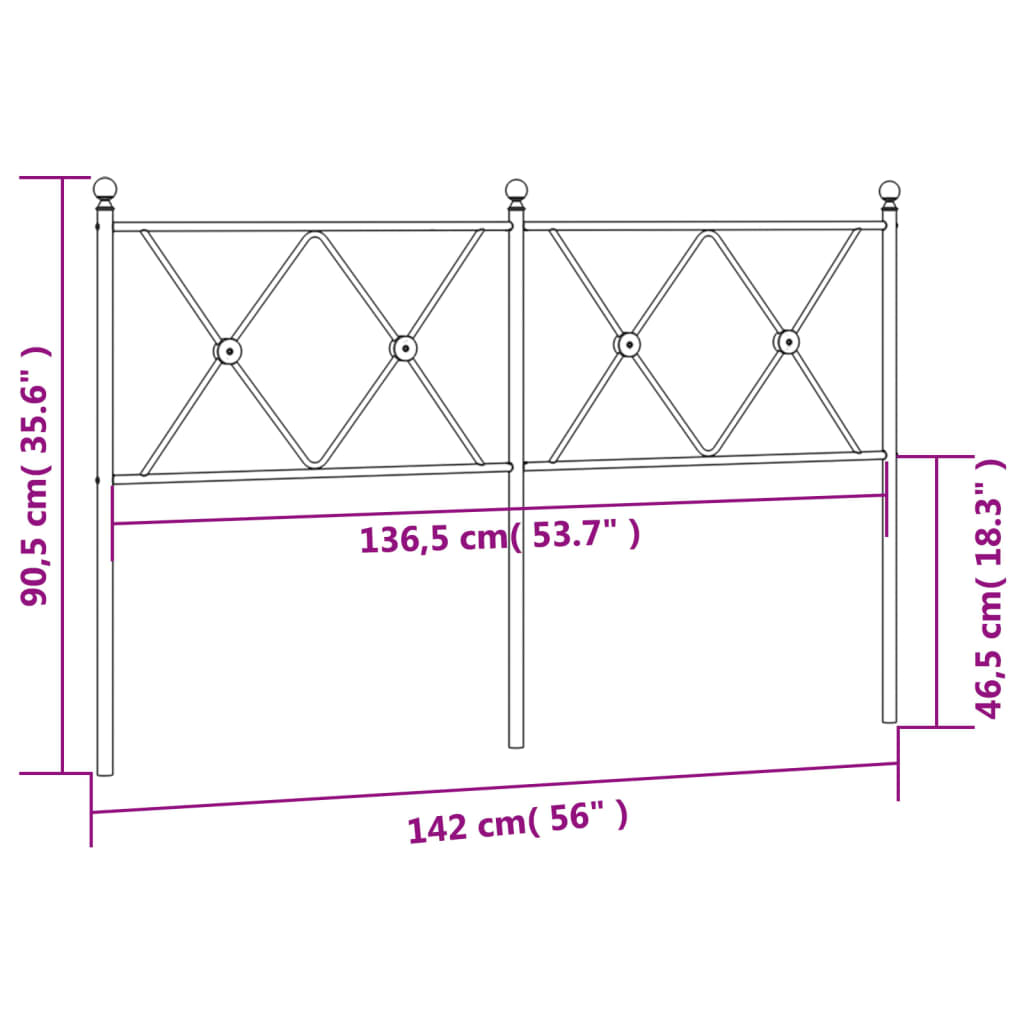 Vervangend hoofdbord 137 cm metaal zwart is nu te koop bij PeponiXL, paradijselijk wonen!