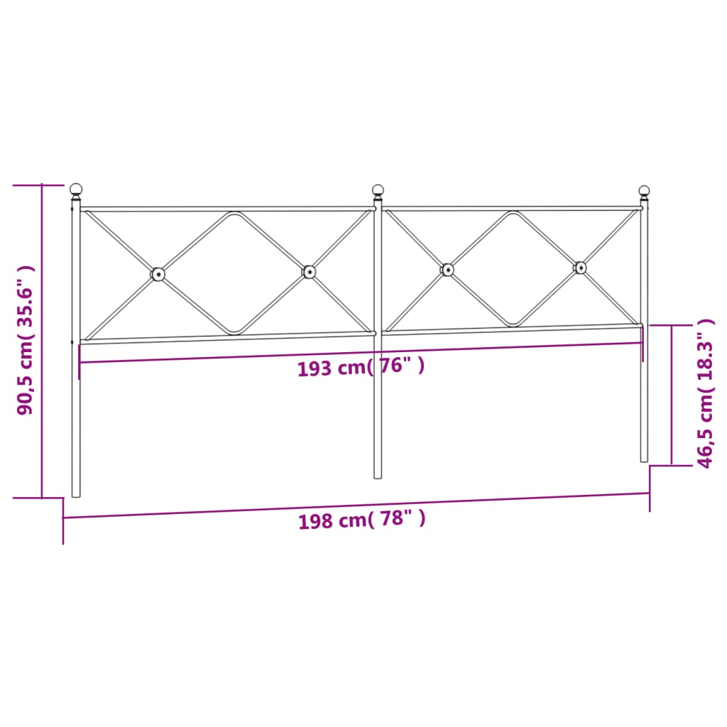 Vervangend hoofdbord 193 cm metaal zwart is nu te koop bij PeponiXL, paradijselijk wonen!