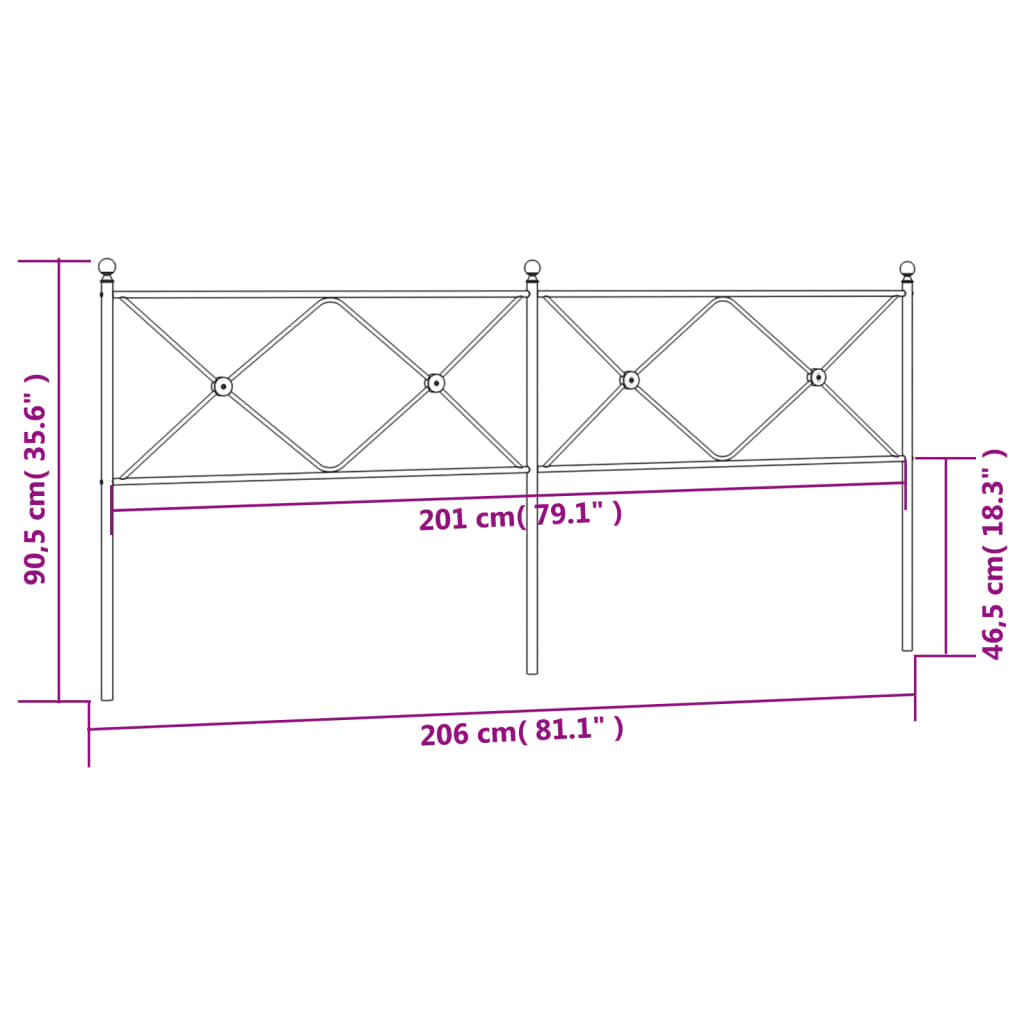 Vervangend hoofdbord 200 cm metaal zwart is nu te koop bij PeponiXL, paradijselijk wonen!