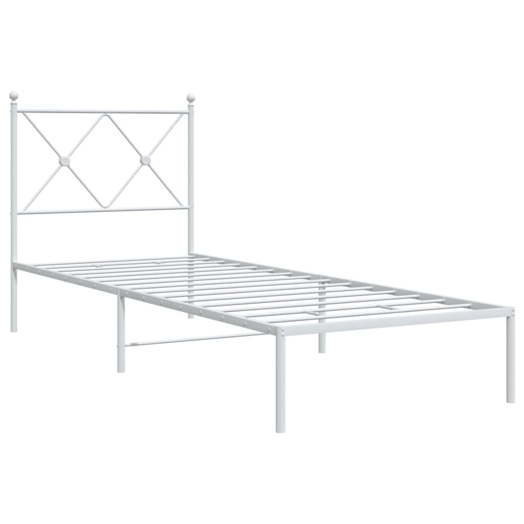 Bedframe met hoofdbord zonder matras metaal wit 75x190 cm is nu te koop bij PeponiXL, paradijselijk wonen!